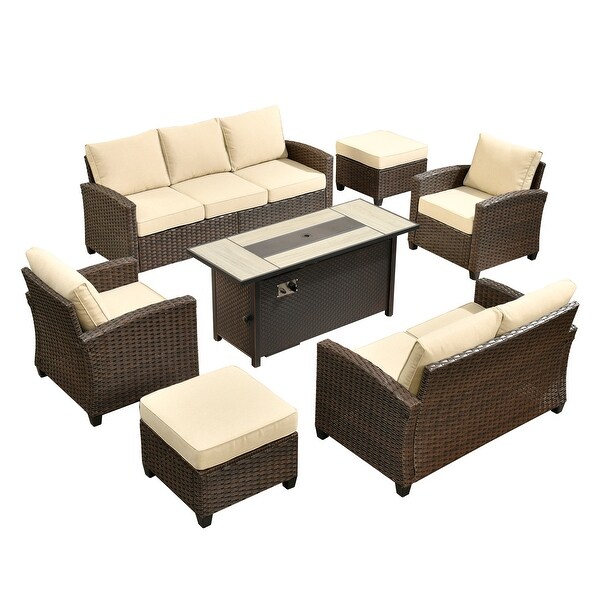 XIZZI Rattan Patio Furniture 7piece Conversation Set with 54