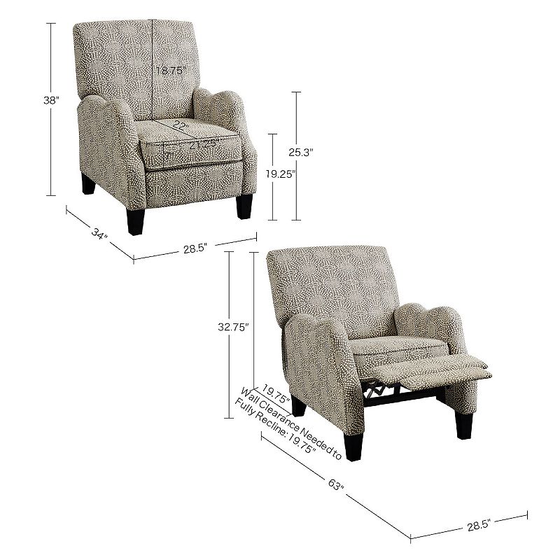 Madison Park Lerna Push Back Recliner Chair