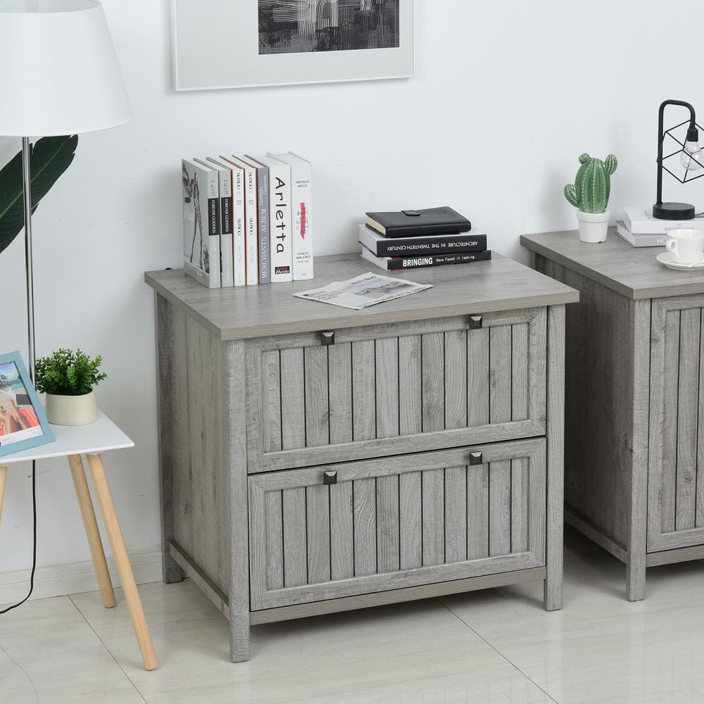 HOMCOM Grey Retro Style 2-Drawer File Cabinet 836-231GY