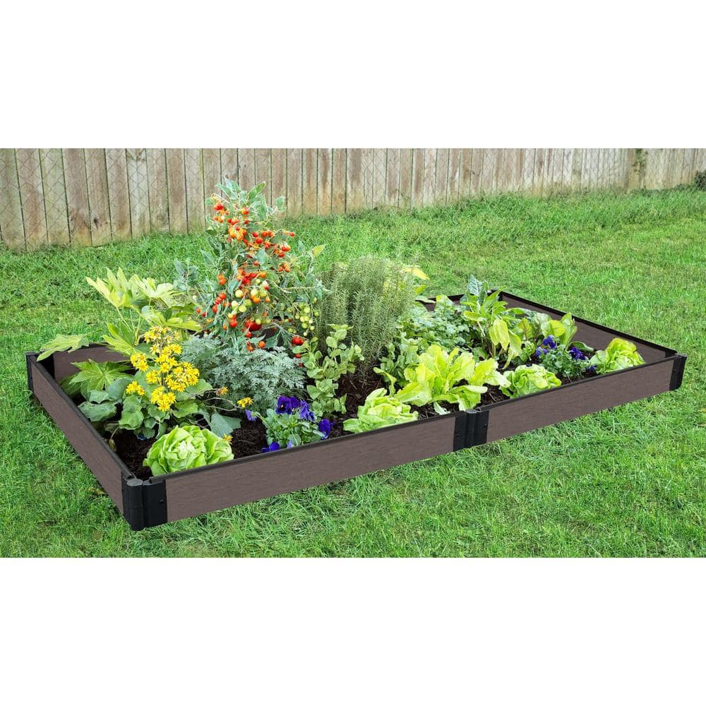 Frame It All One Inch Series 4 ft. x 8 ft. x 5.5 in. Weathered Wood Composite Raised Garden Bed 300001421