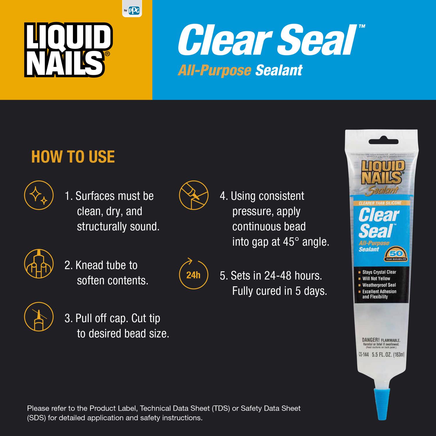 Liquid Nails Low Strength Rubber Sealant 5.5 oz