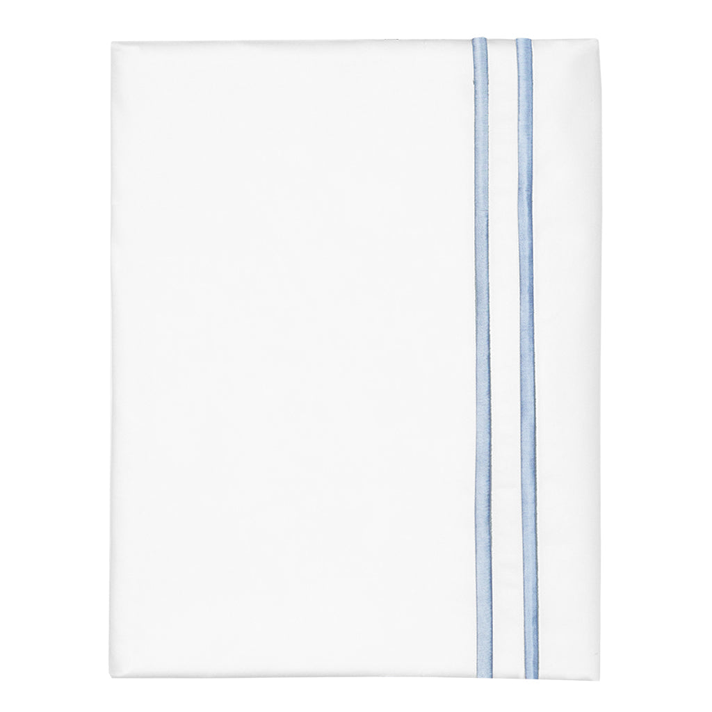 French Blue Lines Embroidered Pillowcase Pair