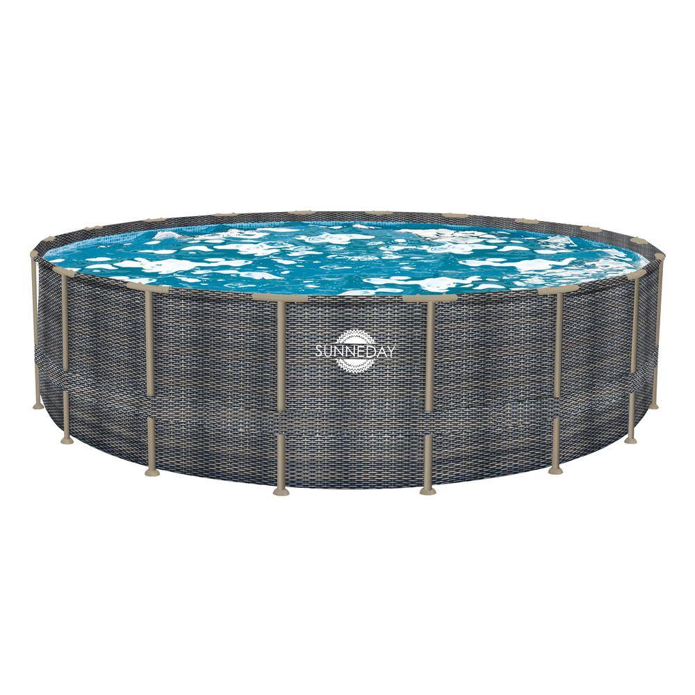 Sunneday 18 ft. Round x 52 in. D Rattan Soft-sided Oasis Pool 70018