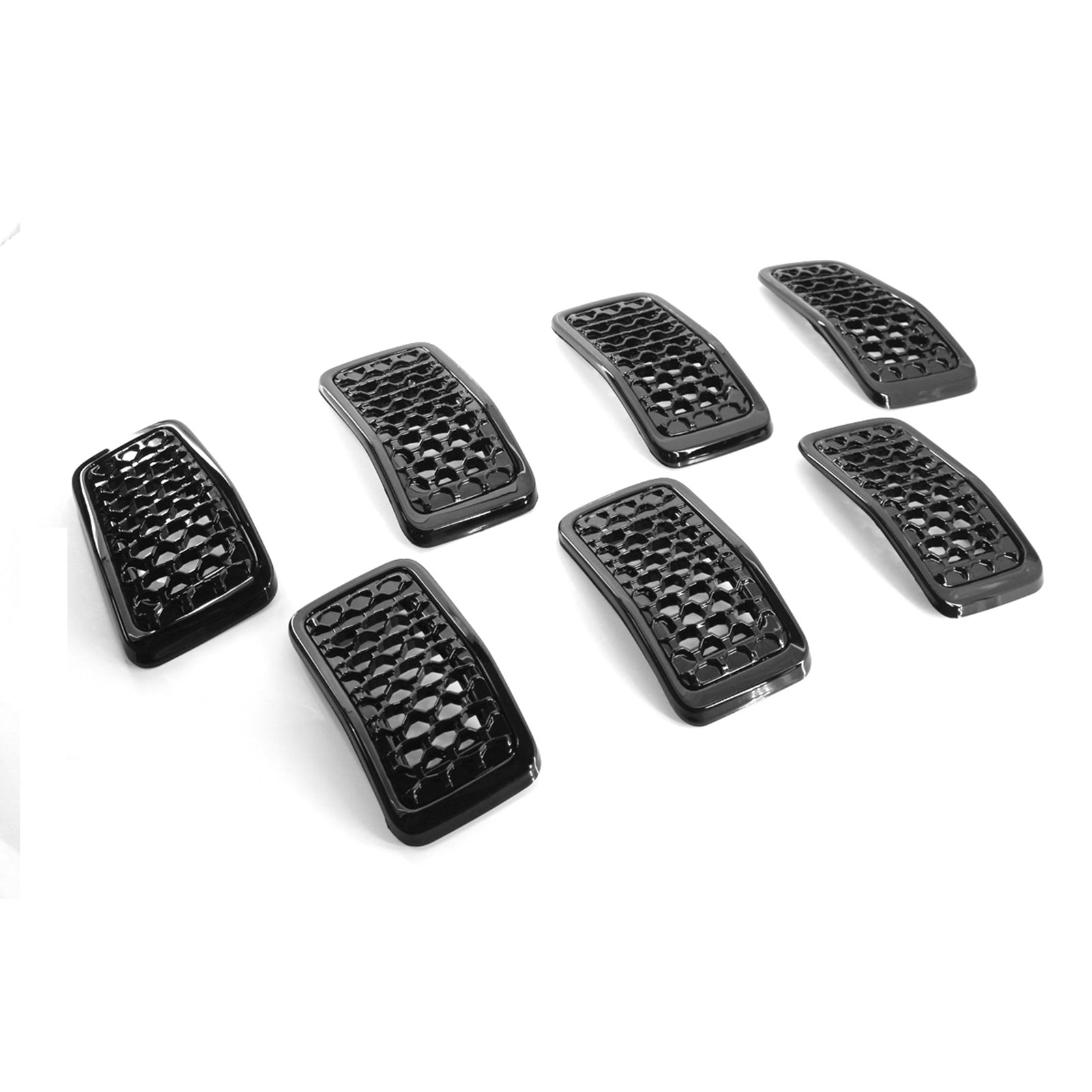 Meterk Upgrated Grill Inserts Front Grille Inserts Bright Black Honeycomb Mesh Cover Accessories Replacement for Jeep Cherokee 2019 2020 2021 2022 7pcs