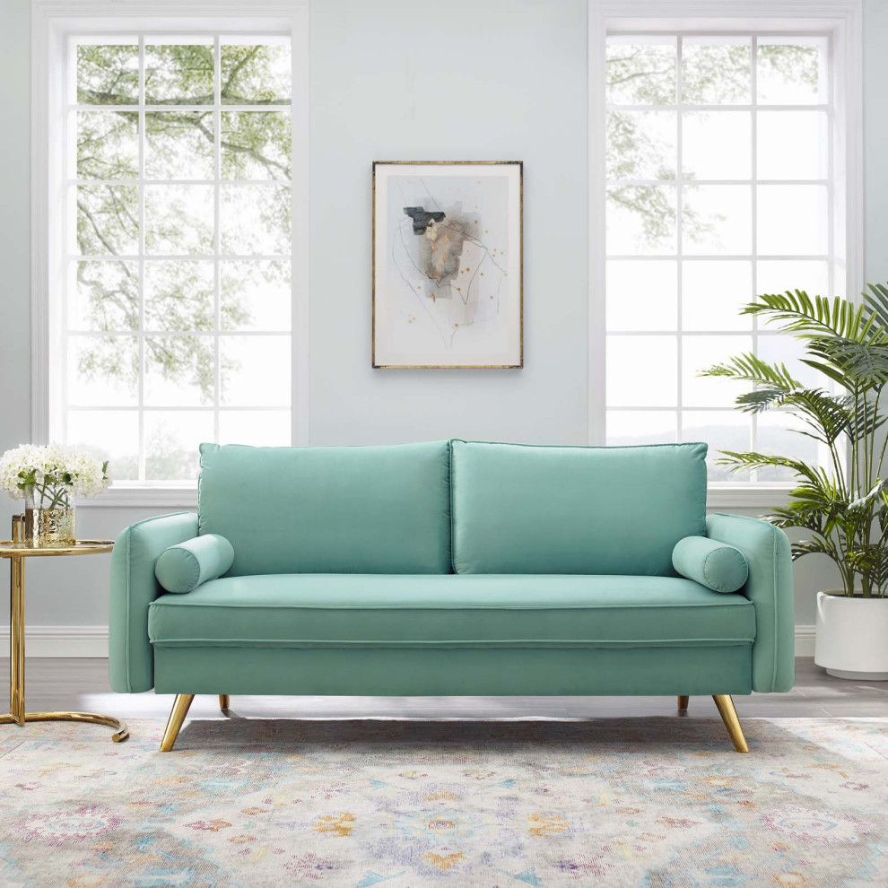 Sofa  Velvet  Pink  Modern  Living Lounge Room Hotel Lobby Hospitality   Midcentury   Sofas   by House Bound  Houzz