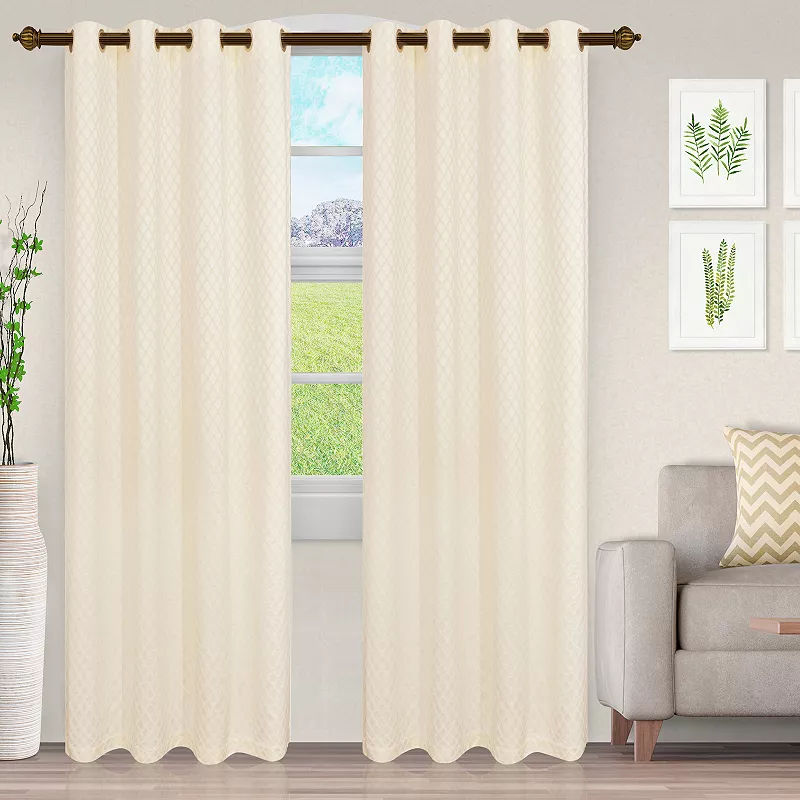 Superior Westview Geometric 2-Pack Jacquard Window Curtain Panels