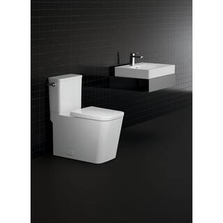 GROHE Eurocube 2-piece 1.28 GPF Single Flush Elongated Toilet with Left Hand Trip Lever in Alpine White Seat Included 39662000