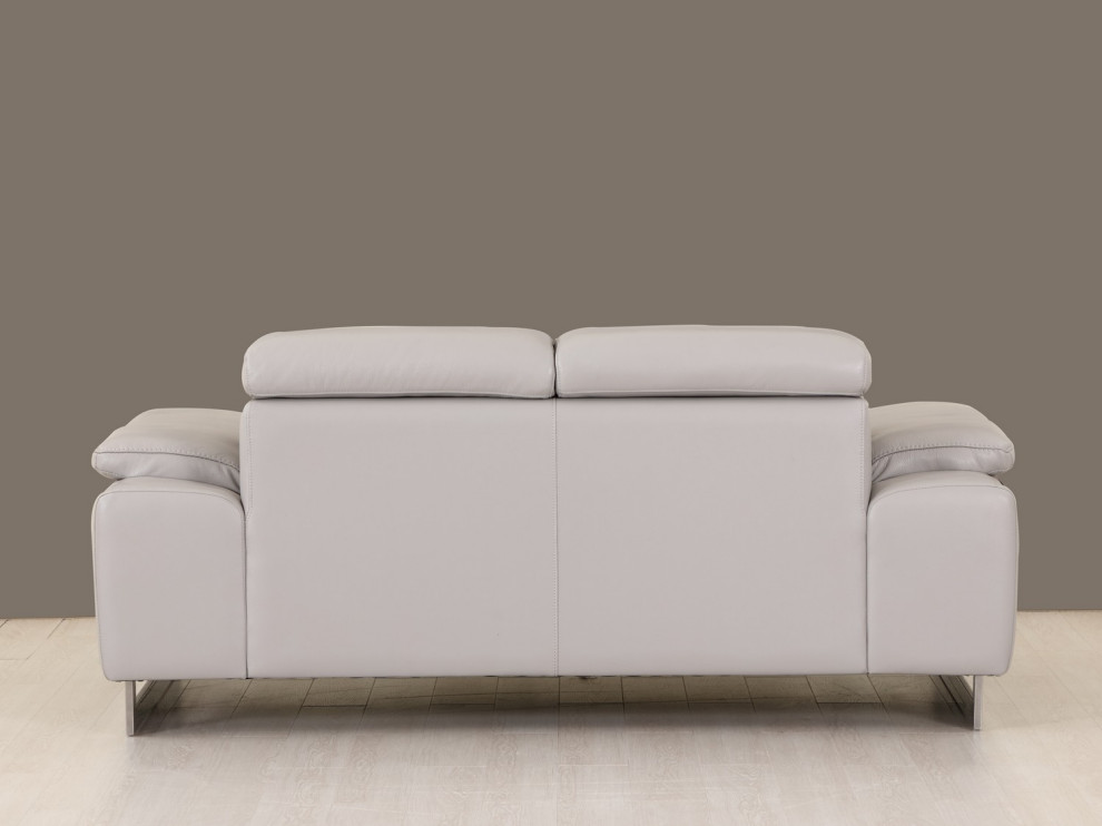 Tasteful Light Grey Genuine Italian Leather Loveseat   Contemporary   Loveseats   by HomeRoots  Houzz