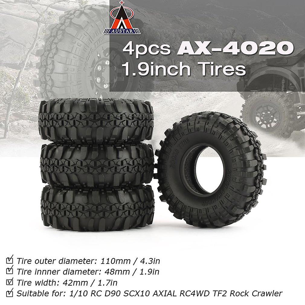 4 Pcs Austar Ax-4020 1.9 Inch 110mm Rubber 1/10 Rock Crawler Tires Tyre Part For D90 Scx10 Axial Rc4wd Tf2 Rc Car Parts Hot