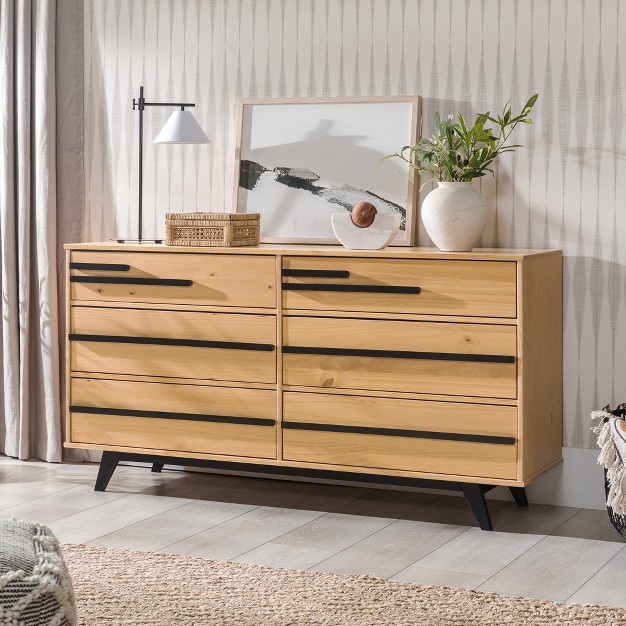 Modern 6 Drawer Double Dresser With Long Handles Saracina Home