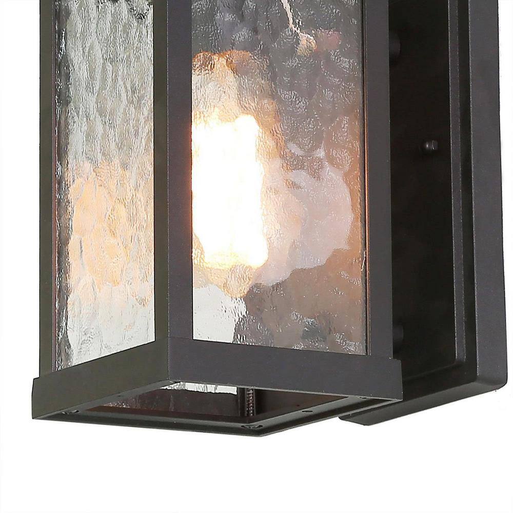 LNC Modern Black Outdoor Wall Sconce Farmhouse Lantern Coach Light with Waterglass Shade 1-Light Porch Patio Deck Lighting ZMI7N2HD13501F6