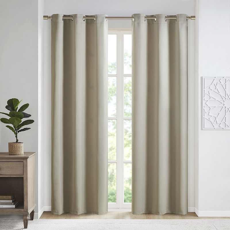 SunSmart 2-pack Brent Solid Room Darkening Triple Weave Grommet Top Window Curtains