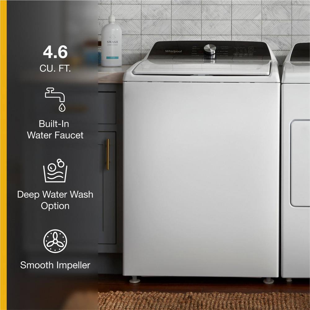 Whirlpool 4.6 cu. ft. White Top Load Impeller Washer with Built-In Faucet WTW5010LW