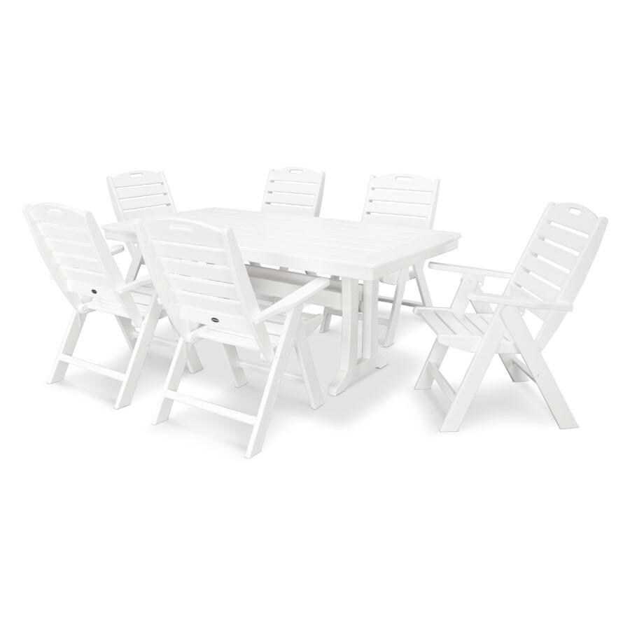 POLYWOOD 7-Piece Nautical Dining Set in White