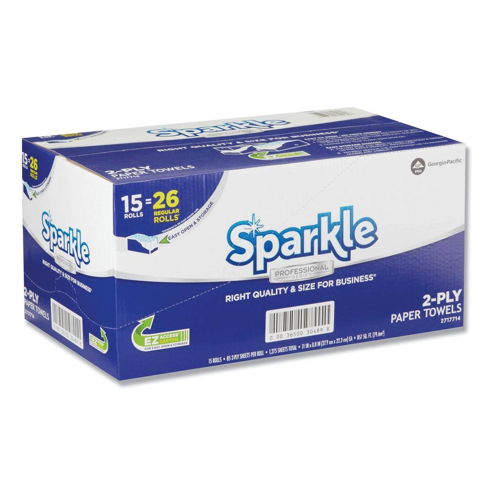 Georgia-Pacific Sparkle Ps 8.8 in. x 11 in. White Premium Perforated Kitchen Paper Towel Roll (85-Sheets Per Roll 15-RollCarton) GPC2717714