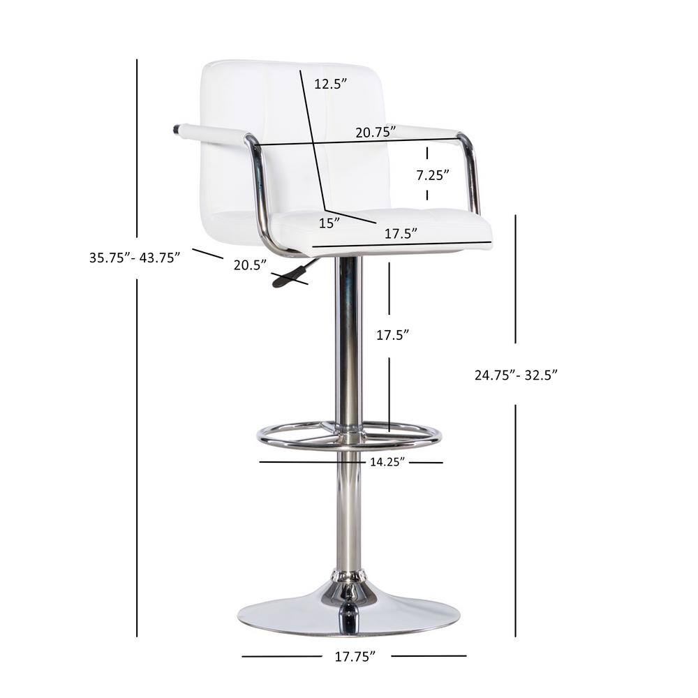 Powell Company Smith Adjustable 25 -33.5 in. White Counter and Bar Stool HD1207B19