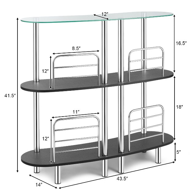 Costway Decorative Storage Cabinets Home Liquor Pub Table W tempered Glass Top amp 2 Shelves