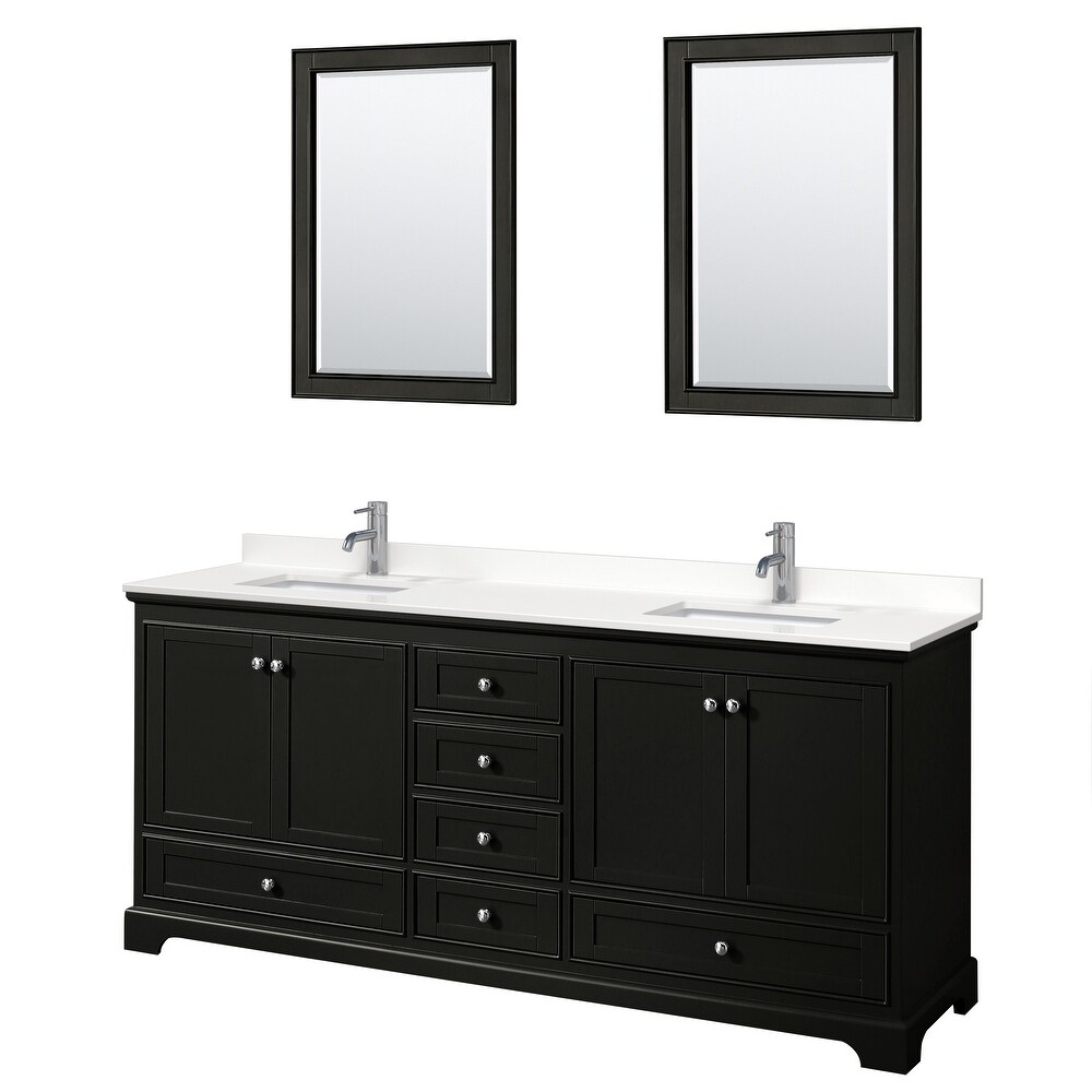 Deborah 80 inch Double Vanity  Quartz Top  24 inch Mirrors