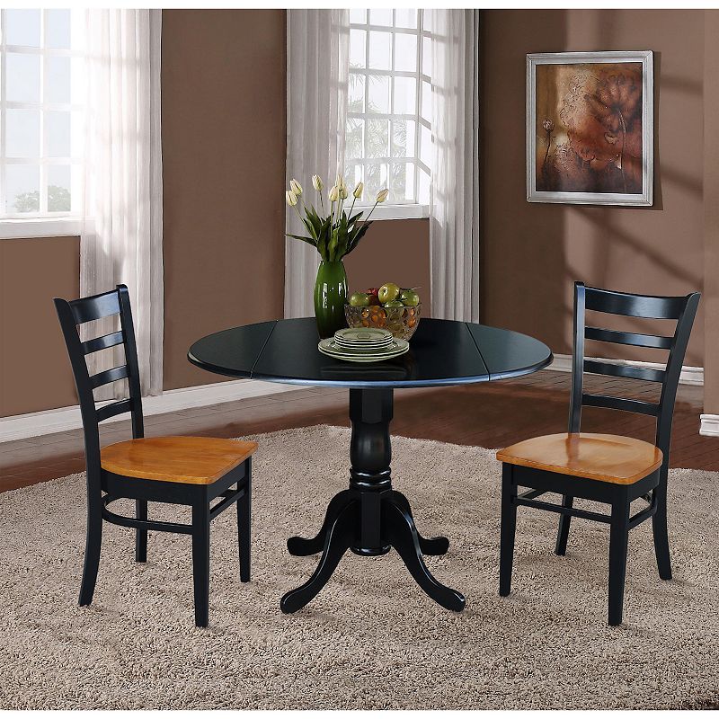 International Concepts Drop Leaf Two Tone Dining Table and Dining Chair 3-piece Set