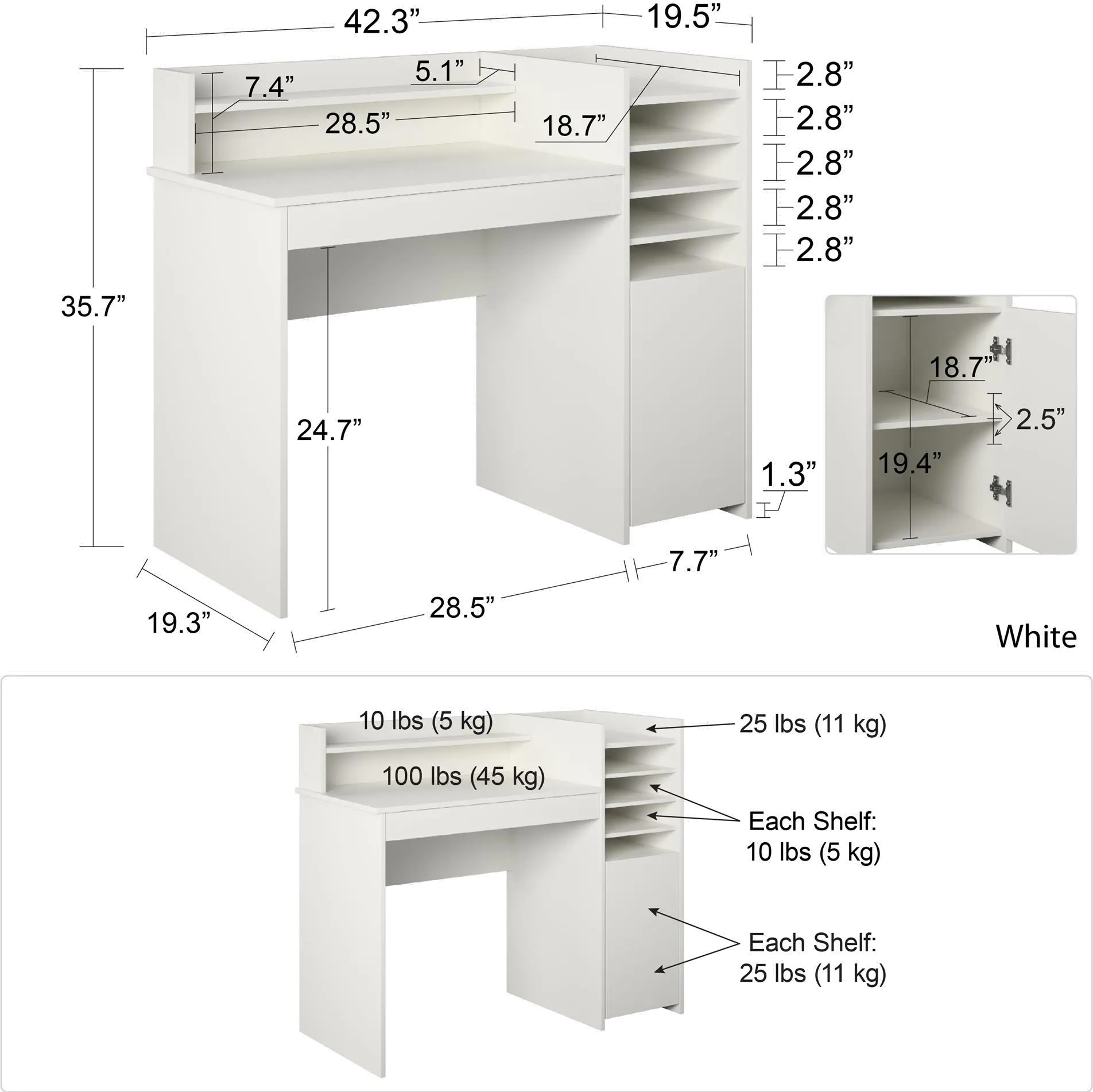 Arleta White Craft Desk