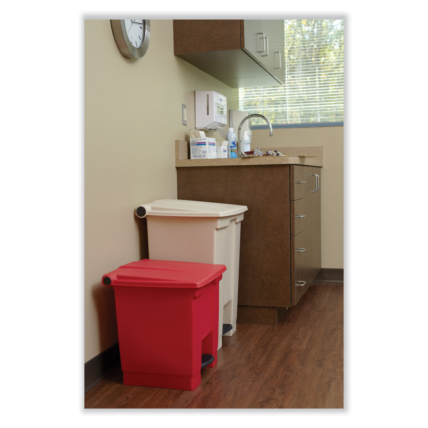 Indoor Utility Step-On Waste Container by Rubbermaidandreg; Commercial RCP6143RED