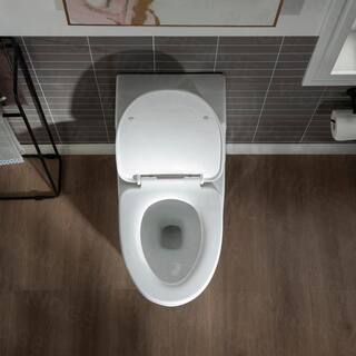 WOODBRIDGE Loft 1-Piece 1.1 GPF1.6 GPF Dual Flush Comfort Height Elongated All-in 1 Toilet in White with Soft Closed Seat Included HB0940-A