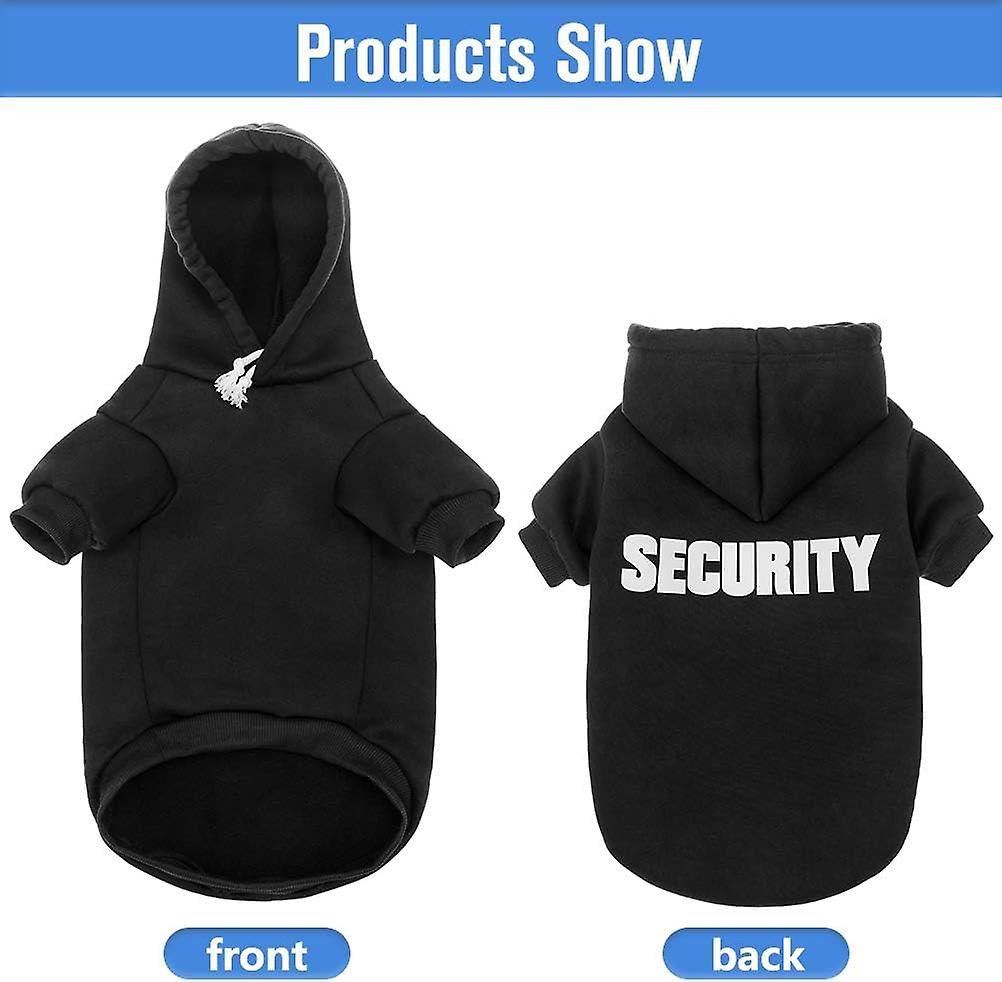 Dog Hoodie Pet Clothes - Security Printed Pet Sweaters With Hat Soft Cotton Coat Winter For Small Dogs Cats Puppy - Small