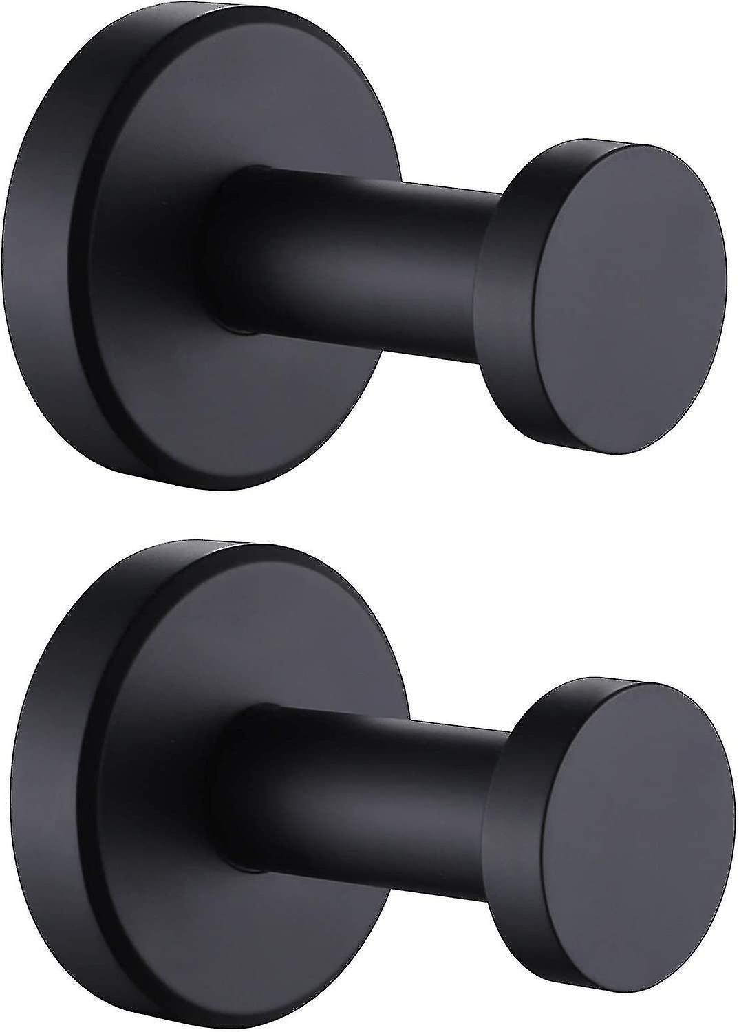 Bathroom Robe Hook Set Of 2 Matte Black Bathroom Towel Hooks， Stainless Steel Round Hanger， Contempo