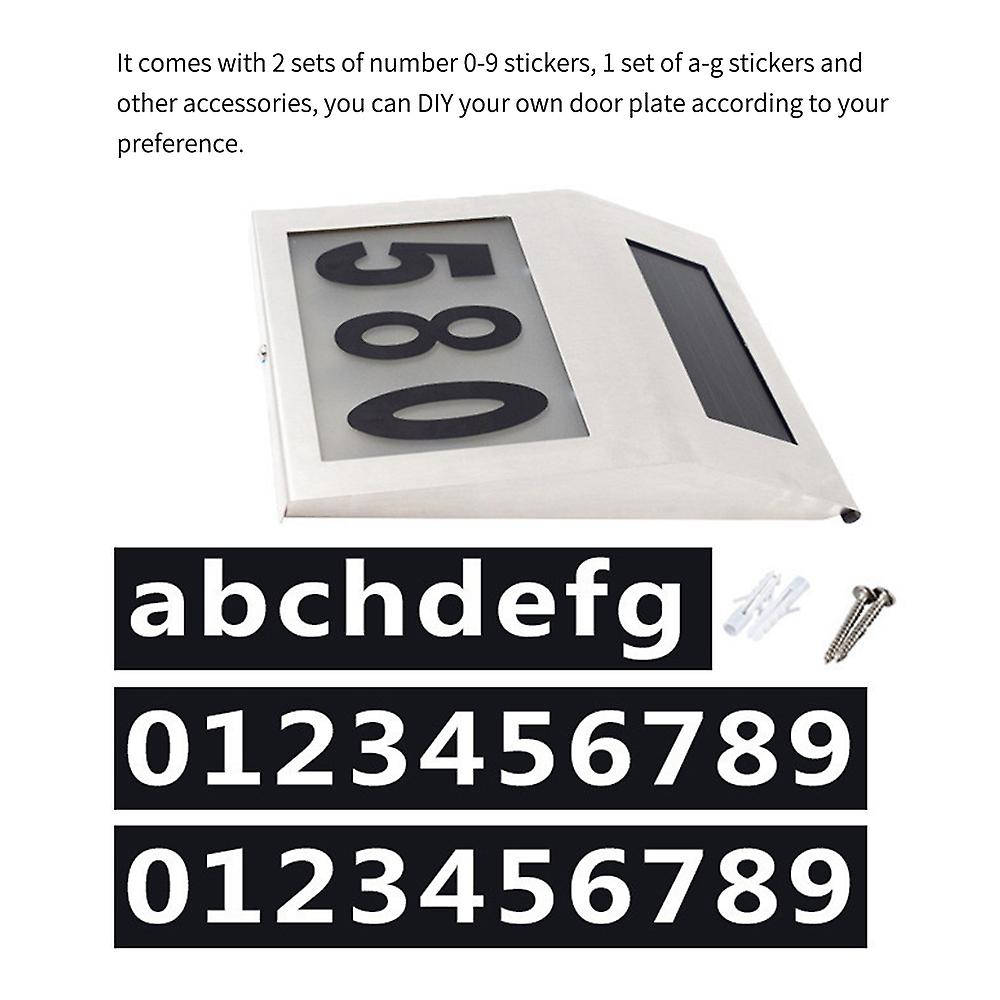 1pcssolar Address Sign，2pcssets Numbers (0-9)，2pcsscrews and Stopples，1pcsset Character (a-g)