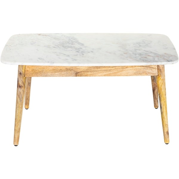 Alenka Marble and Wood 17x47x24-inch Coffee Table - 17