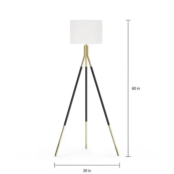 Tripod Floor Lamp and Table Lamp Set, Black and Gold - Black and Gold