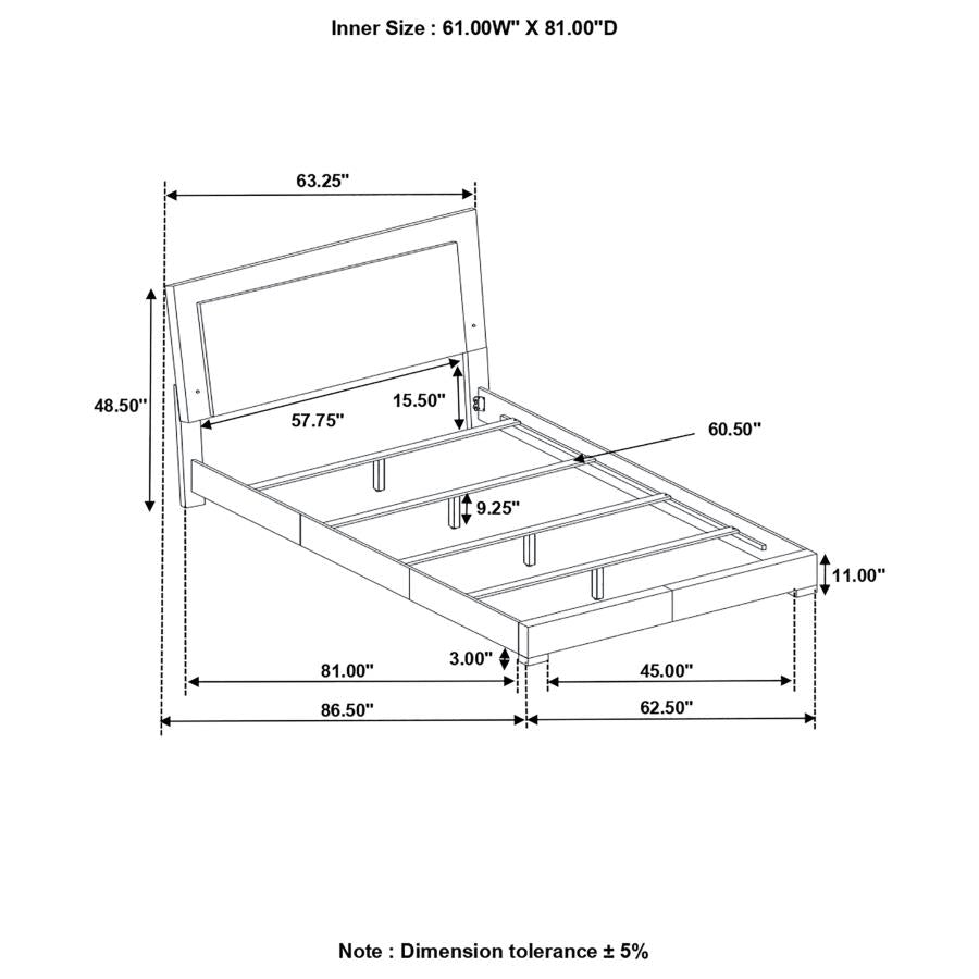 Felicity Panel Bed with LED Lighting Glossy White