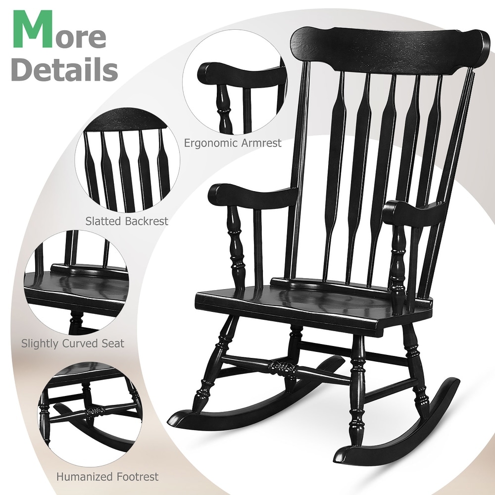 Gymax Wooden Rocking Chair Single Rocker Indoor Garden Patio Yard