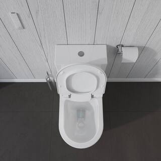 Duravit 1-Piece 0.92 GPF Dual Flush Elongated Toilet in White with HygieneGlaze Seat Not Included 2173512001