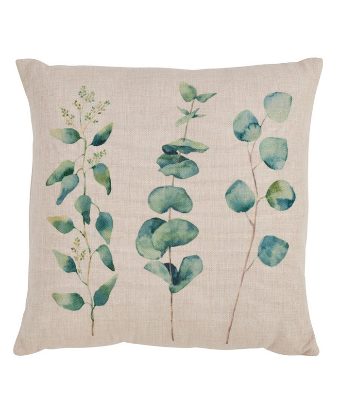 Saro Lifestyle Eucalyptus Printed Decorative Pillow， 18