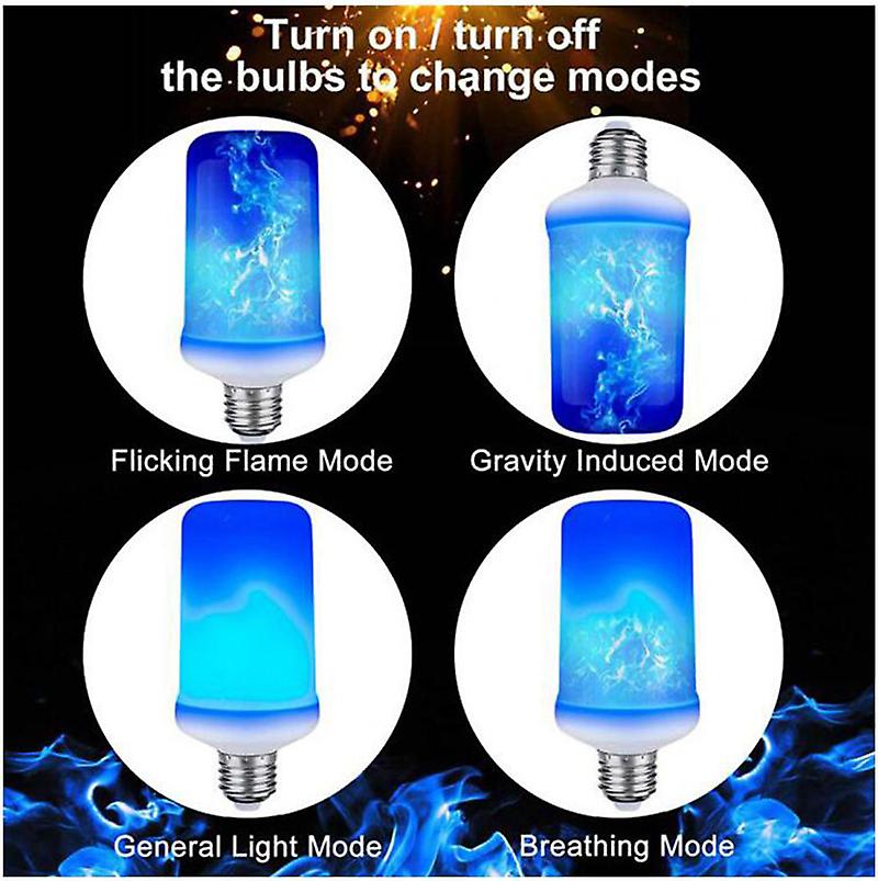 4 Modes Flame Effect Decorative Bulb Led Dynamic Flame Blue Light  E27 Creative Corn Bulb Flame Simulation Effect Night Light