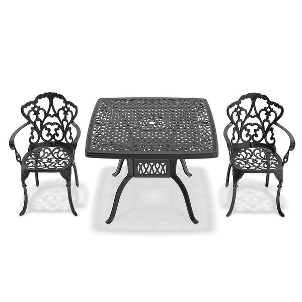 Outdoor cutlery set，(Cushions In Random Colors)3Piece Set Of Cast Aluminum Patio Furniture With Cushions