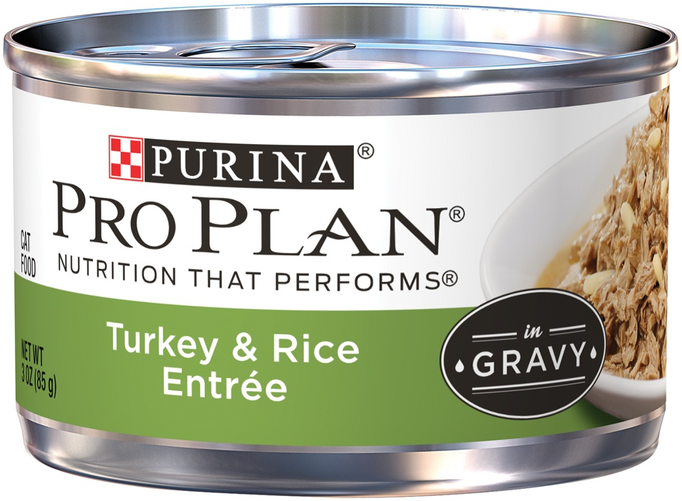 Purina Pro Plan Adult Turkey and Rice Entree in Gravy Canned Cat Food 3-oz case of 24