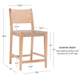 Powell Company Marlene Natural 24 in. Counter Stool with Woven Rope Seats HD1593CS20