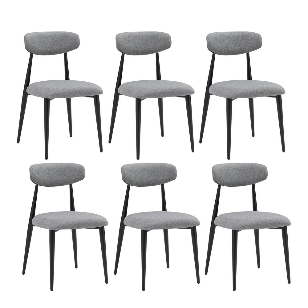 Set of 6 Dining Chairs with Upholstered and Metal Frame