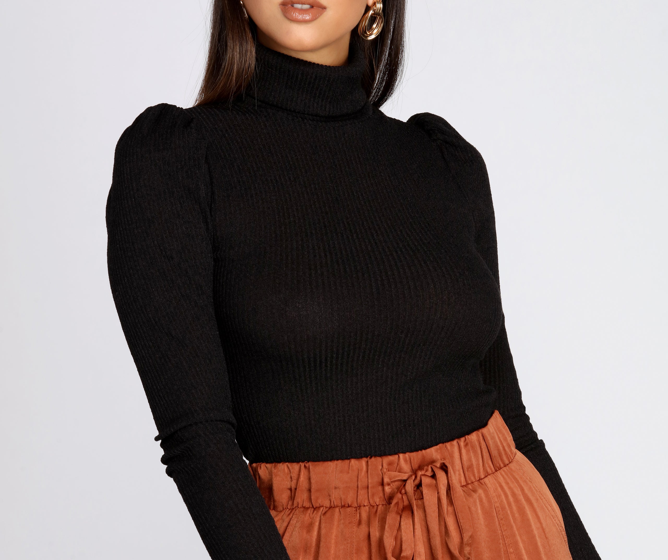 Puff Sleeve Turtleneck Top