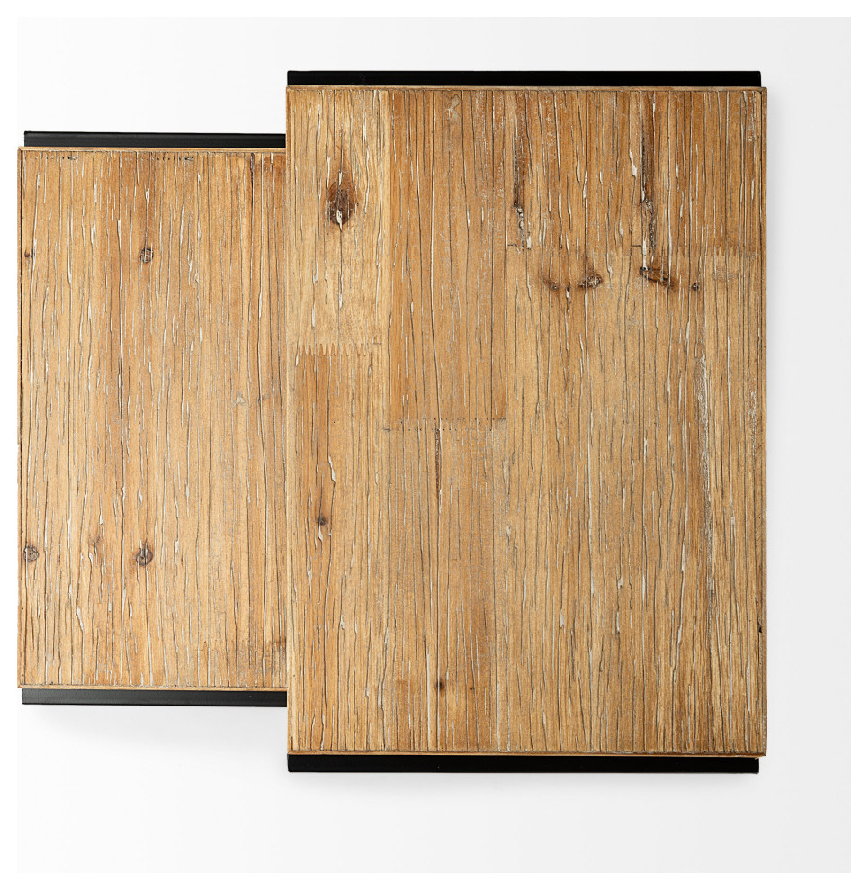 Karissa Light Brown Solid Wood w/ Black Metal Base Square Nesting Accent Tables   Industrial   Coffee Table Sets   by Mercana  Houzz