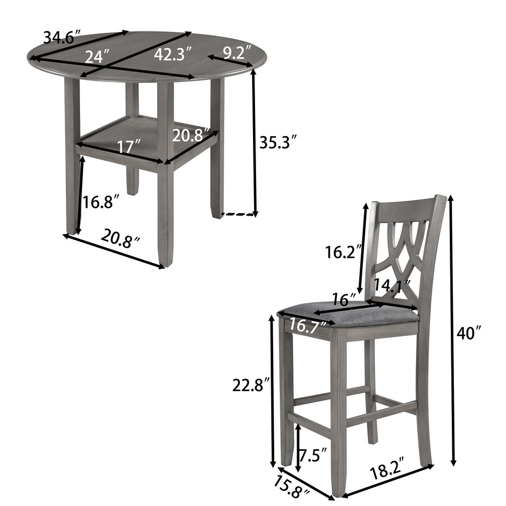 Round 3 Piece Counter Height Dining Sets w/Drop Leaf Table   Chairs