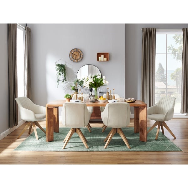 Art Leon Swivel Dining Chairs with Wood Legs (Set of 2)