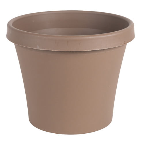 Bloem 6.5" x 6.5" x 5.5" Round Taupe Plastic and Resin Solid Print Plant Planter