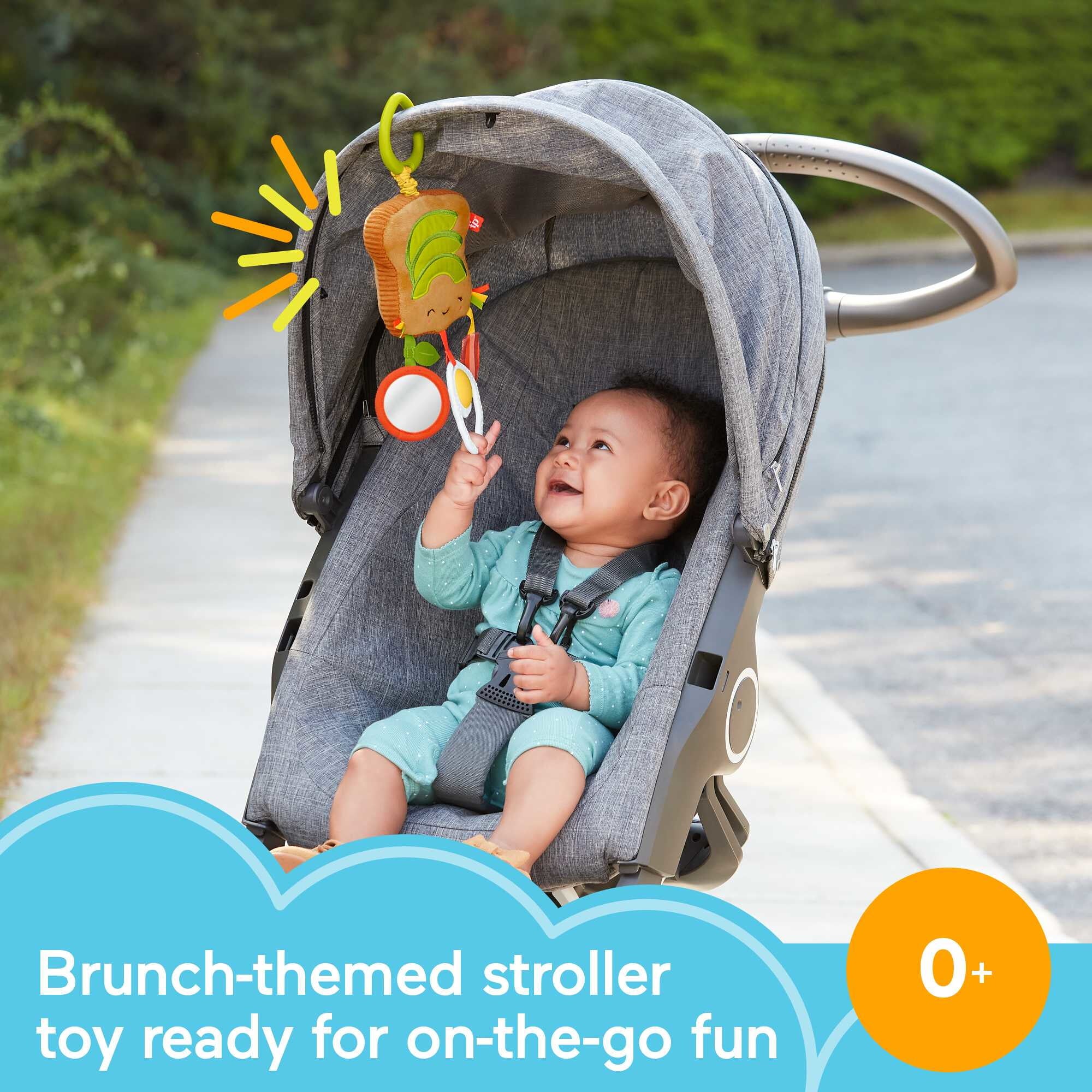 Fisher-Price Brunch and Go Stroller Toy Pretend Food Baby Toys for Sensory Play