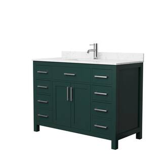 Wyndham Collection Beckett 48 in. W x 22 in. D x 35 in. H Single Sink Bathroom Vanity in Green with Carrara Cultured Marble Top WCG242448SGECCUNSMXX