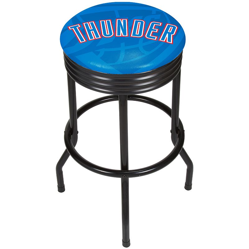 Oklahoma City Thunder Padded Ribbed Black Bar Stool