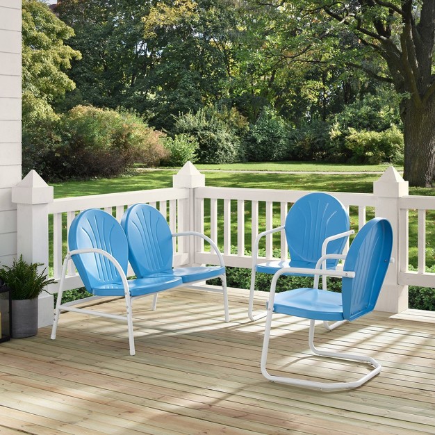 Griffith 3pc Outdoor Seating Set Sky Blue Crosley