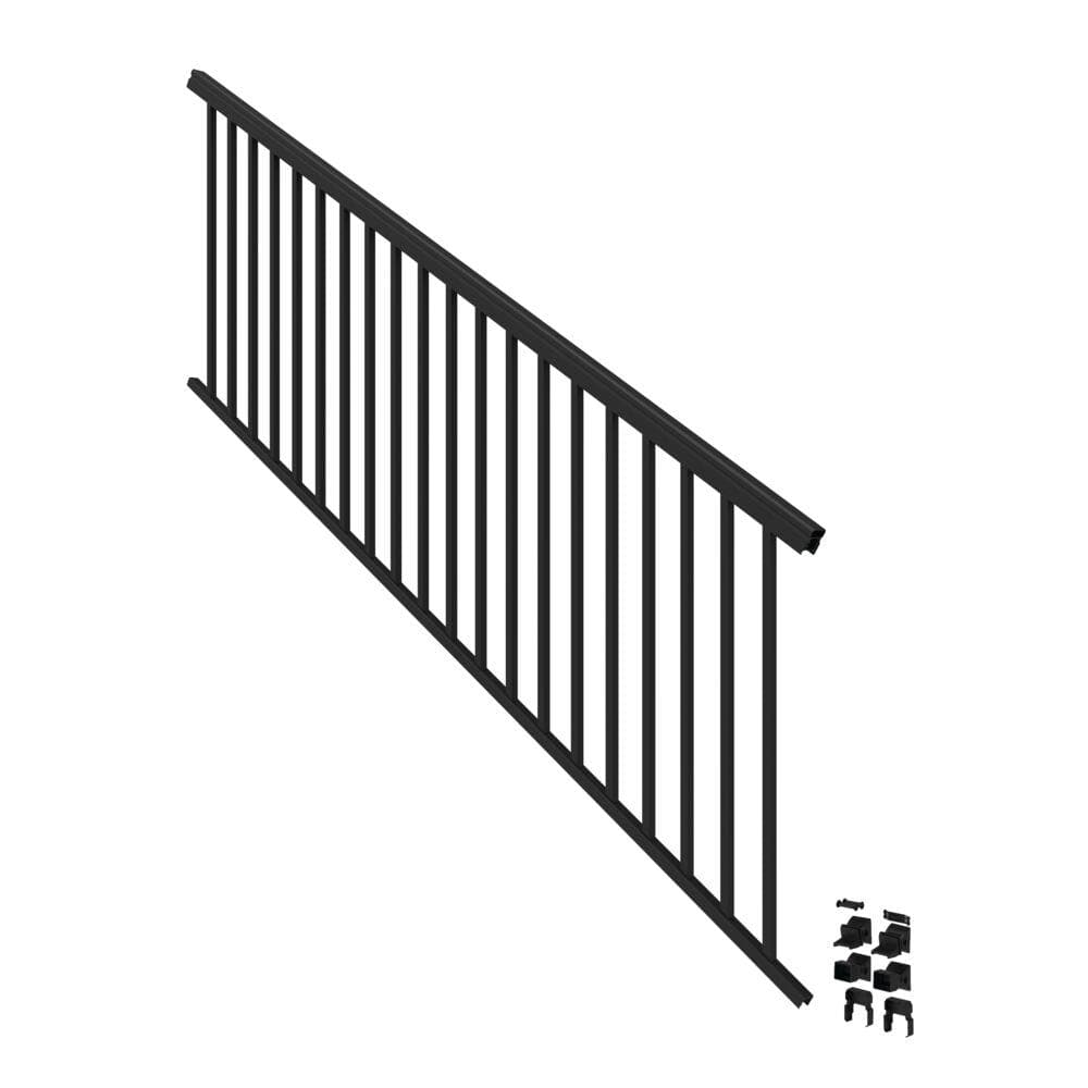 Barrette Outdoor Living VersaRail Classic 8 ft. x 36 in. Matte Black Aluminum Rail Stair Kit 73043030